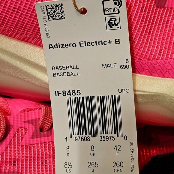 Adidas Adizero Electric+ TPU Baseball Cleats Lucid Pink IF8485 - Men\'s Size 8.5 main image 4